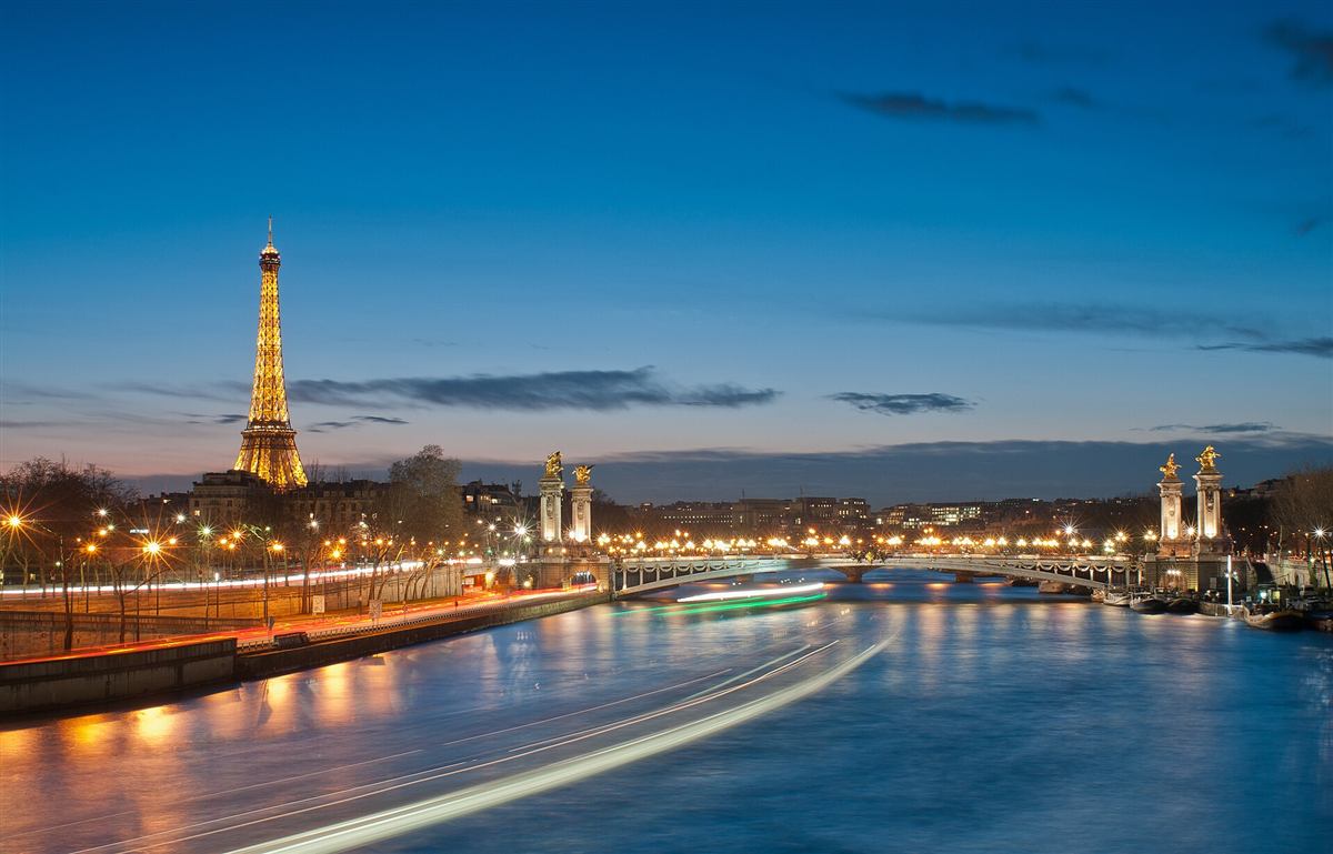 Eiffel Tower at night, Paris, France